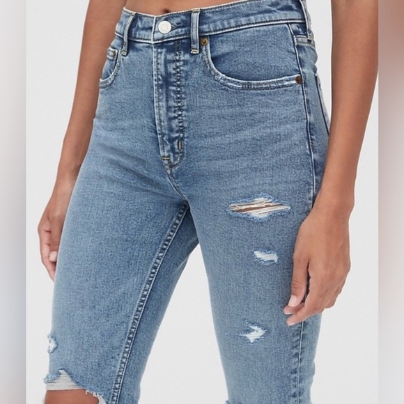 High Rise Destructed Cigarette Jeans with Secret Smoothing Pockets - Picture 3 of 6